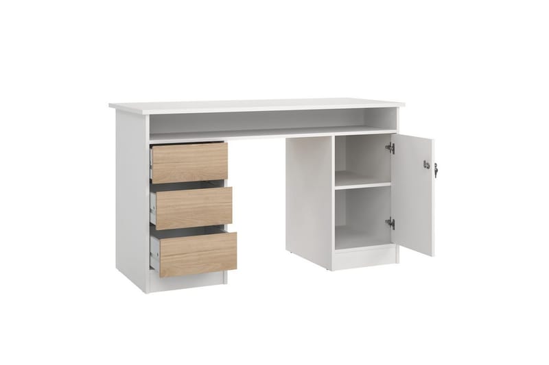 Taketo Skrivbord 55x126 cm - Vit/Natur - Möbler - Hemmakontor - Skrivbord