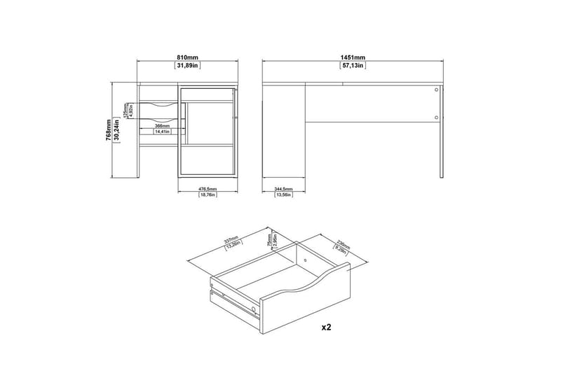 Taketo Skrivbord 81x145,1 cm - Vit - Möbler - Hemmakontor - Skrivbord
