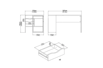 Taketo Skrivbord 81x145,1 cm - Vit - Möbler - Hemmakontor - Skrivbord