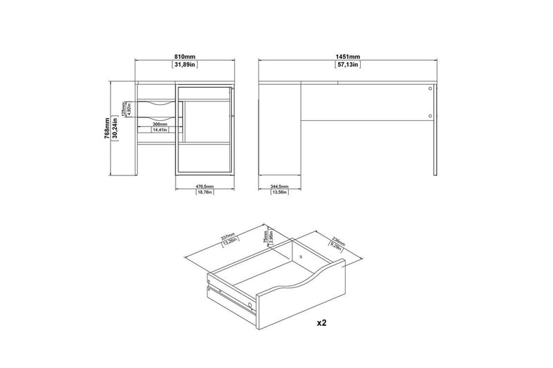 Taketo Skrivbord 81x145,1 cm - Vit - Möbler - Hemmakontor - Skrivbord