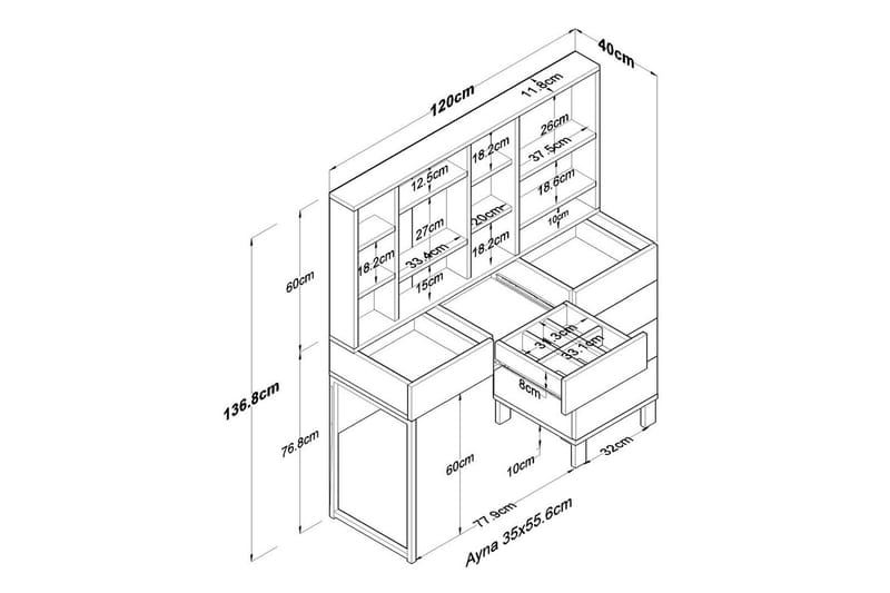 Talros Sminkbord 120 cm - Vit - Möbler - Hemmakontor - Skrivbord