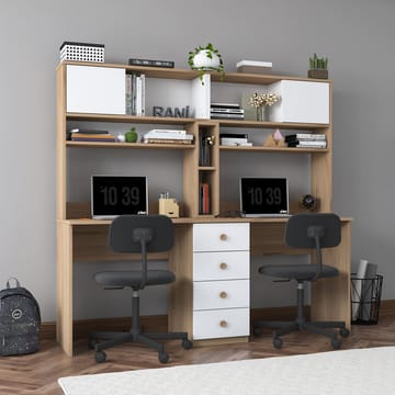 Tavren Skrivbord 180x166,3x50 cm - Valnöt och vit - Möbler - Hemmakontor - Skrivbord