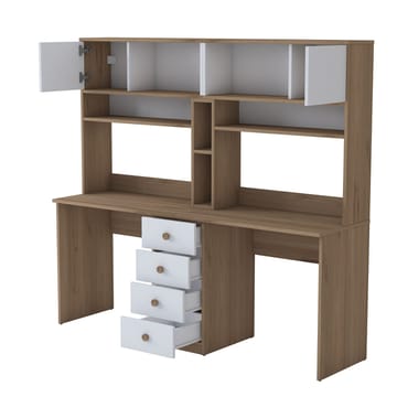Tavren Skrivbord 180x166,3x50 cm - Valnöt och vit - Möbler - Hemmakontor - Skrivbord