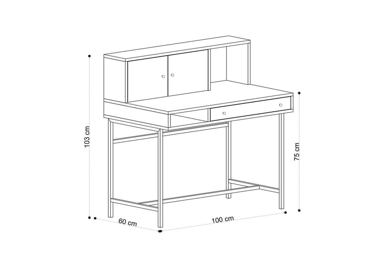 Teyric Skrivbord 60x100 cm - Ek/Svart - Möbler - Hemmakontor - Skrivbord