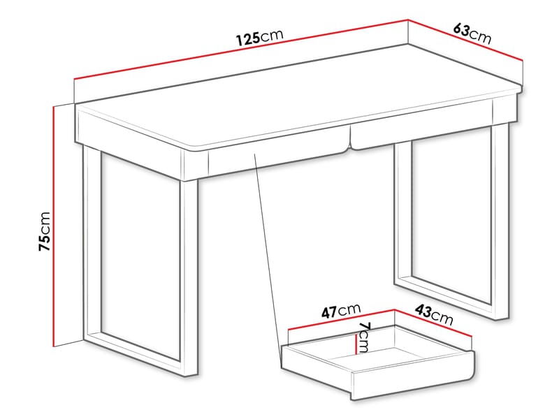 Travic Skrivbord 125 cm med Lådor i Trä med Ekutseende - Beige - Möbler - Hemmakontor - Skrivbord