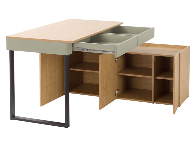 Travic Skrivbord 228 cm med Förvaring i Trä med Ek-utseende - Brun - Möbler - Hemmakontor - Skrivbord
