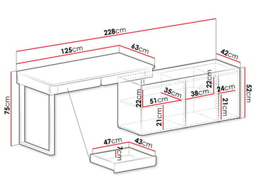 Travic Skrivbord 228 cm med Förvaring i Trä med Ek-utseende - Brun - Möbler - Hemmakontor - Skrivbord