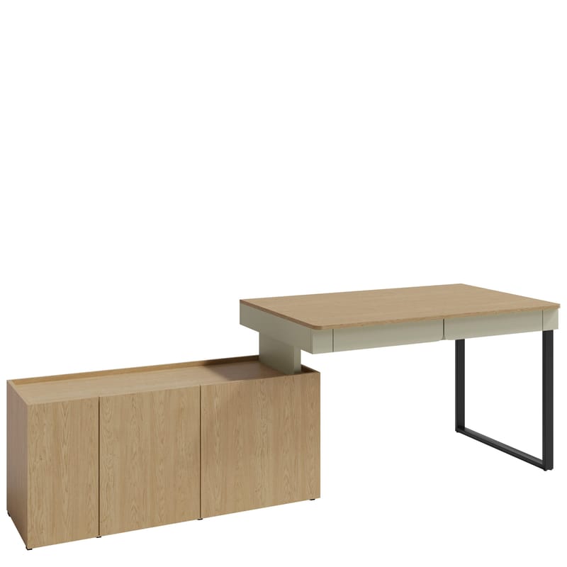 Travic Skrivbord 228 cm med Förvaring i Trä med Ek-utseende, Brun