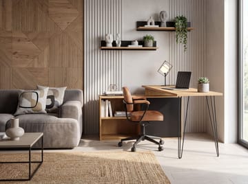 Vorlen Hörnskrivbord 130 cm i MDF med hylla - ekdekor svart - Möbler - Hemmakontor - Skrivbord