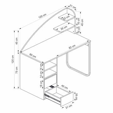 Zavio Skrivbord 120x120x60 cm - Antracit/Valnöt - Möbler - Hemmakontor - Skrivbord