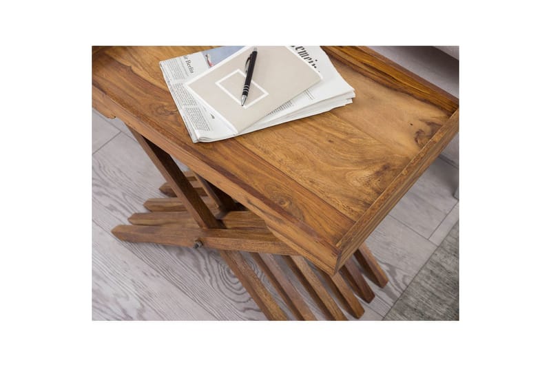 Sido bord Wohnling Rustik massivt trä hopfällbar korsbensdesign lantligt - Möbler - Bord
