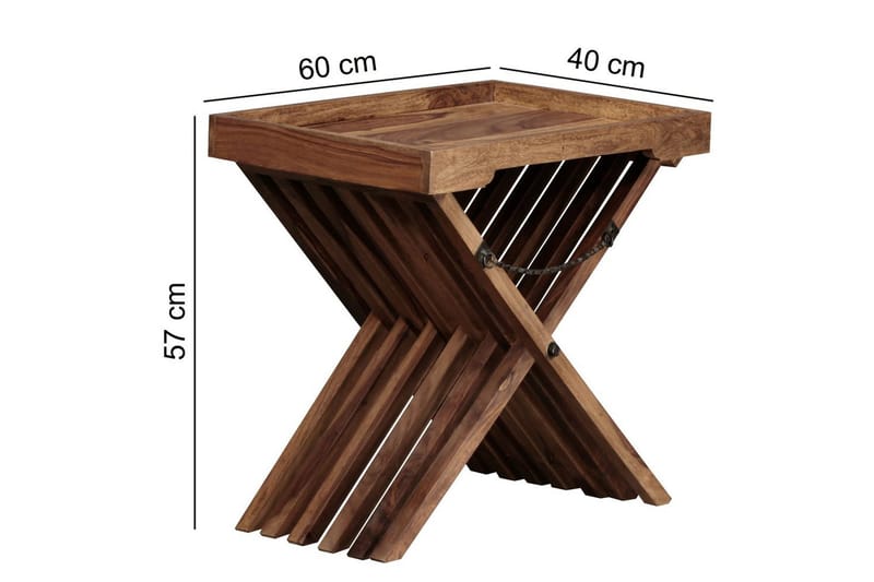 Sido bord Wohnling Rustik massivt trä hopfällbar korsbensdesign lantligt - Möbler - Bord