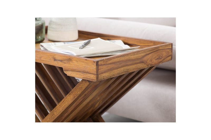 Sido bord Wohnling Rustik massivt trä hopfällbar korsbensdesign lantligt - Möbler - Bord