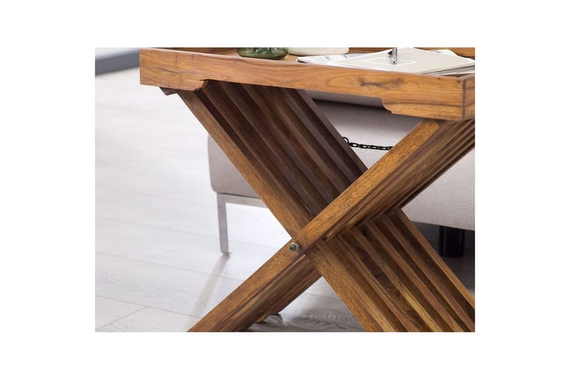 Sido bord Wohnling Rustik massivt trä hopfällbar korsbensdesign lantligt - Möbler - Bord
