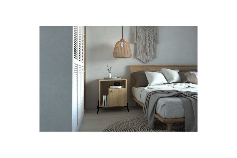 Abadan Sängbord 50 cm - Ek/Svart - Möbler - Sovrum - Sängbord