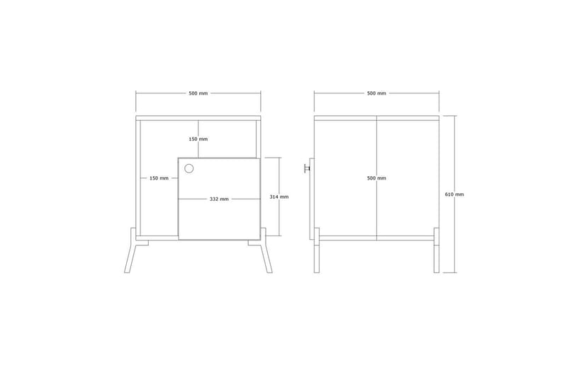 Abadan Sängbord 50 cm - Ek/Svart - Möbler - Sovrum - Sängbord