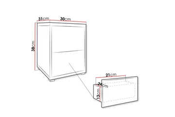 Agawal Sängbord 30 cm - Brun - Möbler - Sovrum - Sängbord