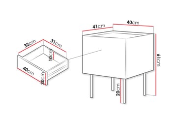 Akie Sängbord 40 cm - Beige - Möbler - Sovrum - Sängbord