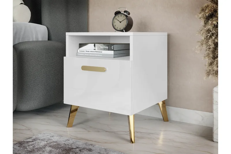 Akihiko Sängbord 40 cm - Vit - Möbler - Sovrum - Sängbord