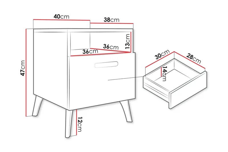 Akihiko Sängbord 40 cm - Vit - Möbler - Sovrum - Sängbord