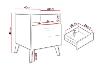 Akihiko Sängbord 40 cm - Vit - Möbler - Sovrum - Sängbord