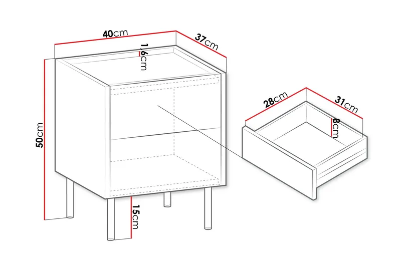Akihito Sängbord 40 cm - Brun - Möbler - Sovrum - Sängbord