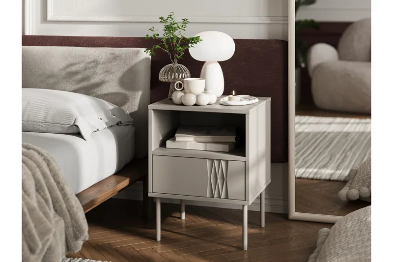 Akiko Sängbord 44 cm - Beige - Möbler - Sovrum - Sängbord