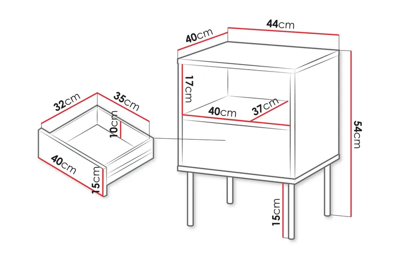 Akiko Sängbord 44 cm - Beige - Möbler - Sovrum - Sängbord
