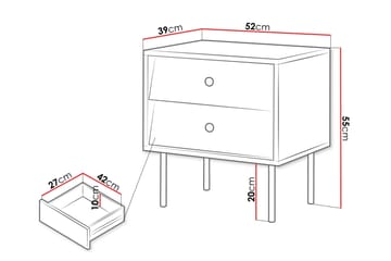 Akilesh Sängbord 52 cm i Målat Trä med Lådor - Svart - Möbler - Sovrum - Sängbord