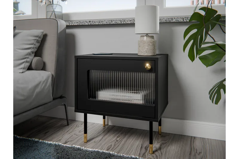 Akilesh Sängbord 52 cm - Svart - Möbler - Sovrum - Sängbord