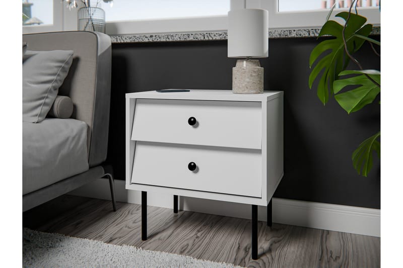 Akilesh Sängbord 52 cm - Vit - Möbler - Sovrum - Sängbord