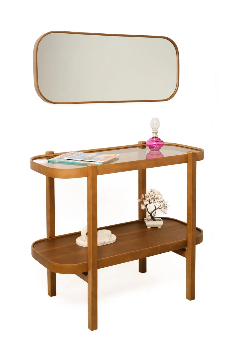 Alaswa Byrå- och spegelset (2 delar) 103x85x42 cm, valnöt transparent