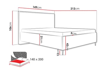 Alaudin Sängram 140x200 cm - Grå - Möbler - Sovrum - Sängram & sängstomme