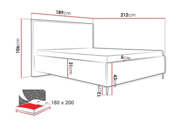 Alaudin Sängram 180x200 cm - Grå - Möbler - Sovrum - Sängram & sängstomme
