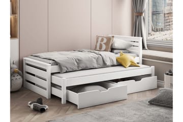 Alderamin Utdragbar Sängram 90x200 cm i Målat Trä med Förvaring - Vit - Möbler - Sovrum - Sängram & sängstomme