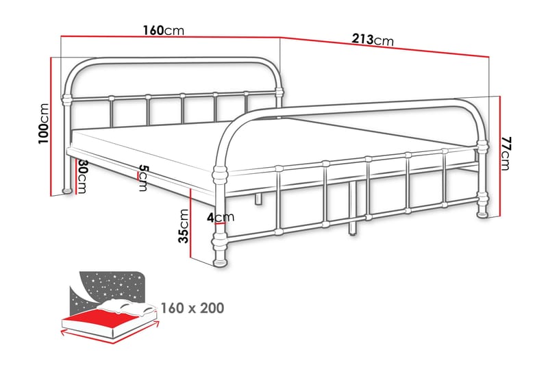 Aleesha Sängram 160x200 cm - Svart - Möbler - Sovrum - Sängram & sängstomme