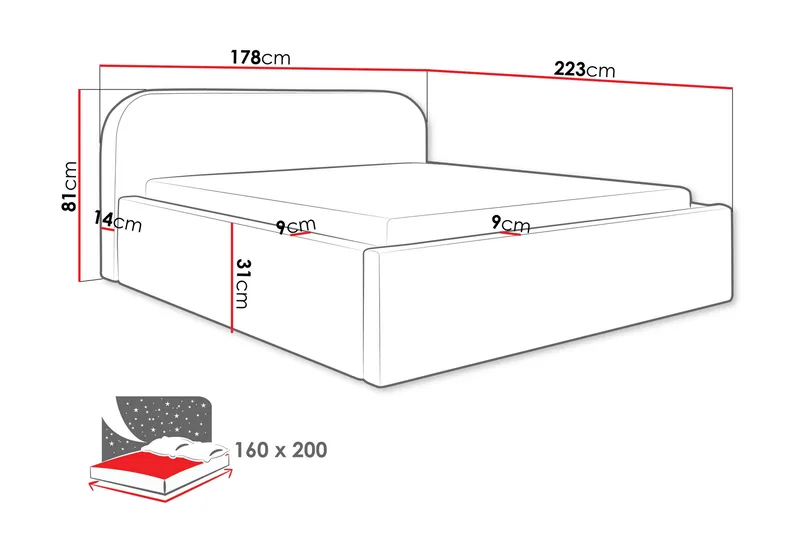 Alfiya Sängram 160x200 cm - Beige - Möbler - Sovrum - Sängram & sängstomme