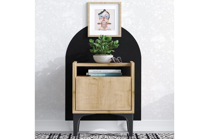 Alitha Sängbord 40 cm - Svart/Mediumfärgat trä - Möbler - Sovrum - Sängbord