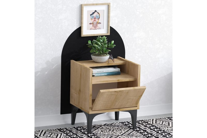 Alitha Sängbord 40 cm - Svart/Mediumfärgat trä - Möbler - Sovrum - Sängbord