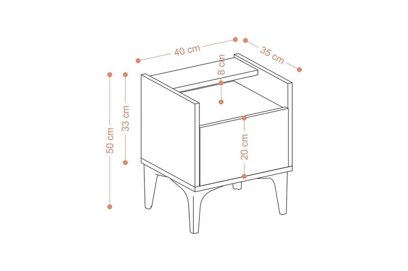 Alitha Sängbord 40 cm - Svart/Mediumfärgat trä - Möbler - Sovrum - Sängbord
