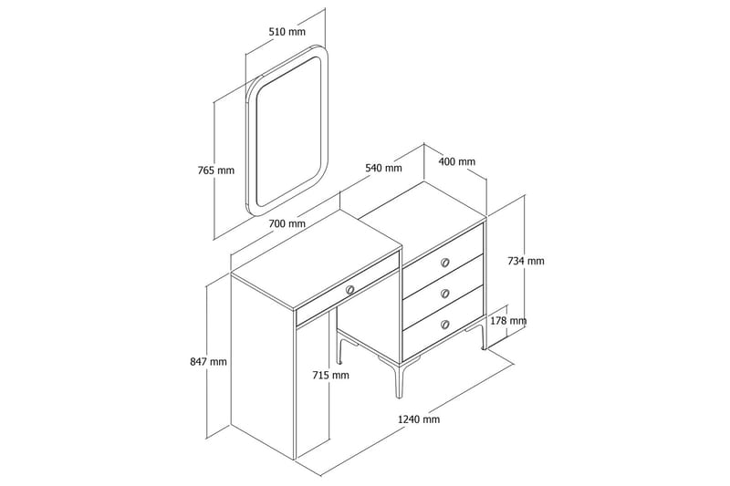 Ameias Möbelset För Sovrum Brun/Beige - Hanah Home - Möbler - Sovrum - Möbelset för sovrum