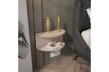 Antigua Vägghängt Sängbord 45 cm med Ljust Träutseende, Förvaring med Hylla - Beige - Möbler - Sovrum - Sängbord