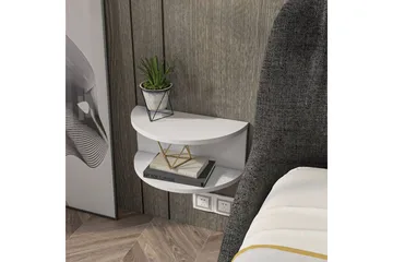 Antigua Vägghängt Sängbord 45 cm med Ljust Träutseende, Förvaring med Hylla - Vit - Möbler - Sovrum - Sängbord