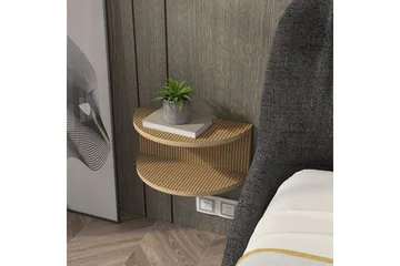 Antigua Vägghängt Sängbord 45 cm med Rottingutseende, Förvaring med Hylla - Brun - Möbler - Sovrum - Sängbord