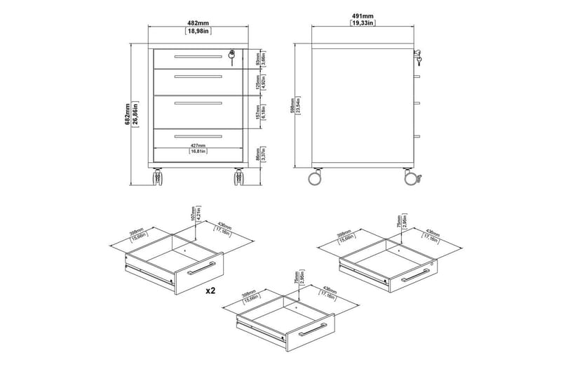 Astric Sängbord 48,2 cm - Vit - Möbler - Sovrum - Sängbord
