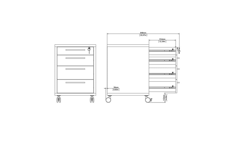 Astric Sängbord 48,2 cm - Vit - Möbler - Sovrum - Sängbord