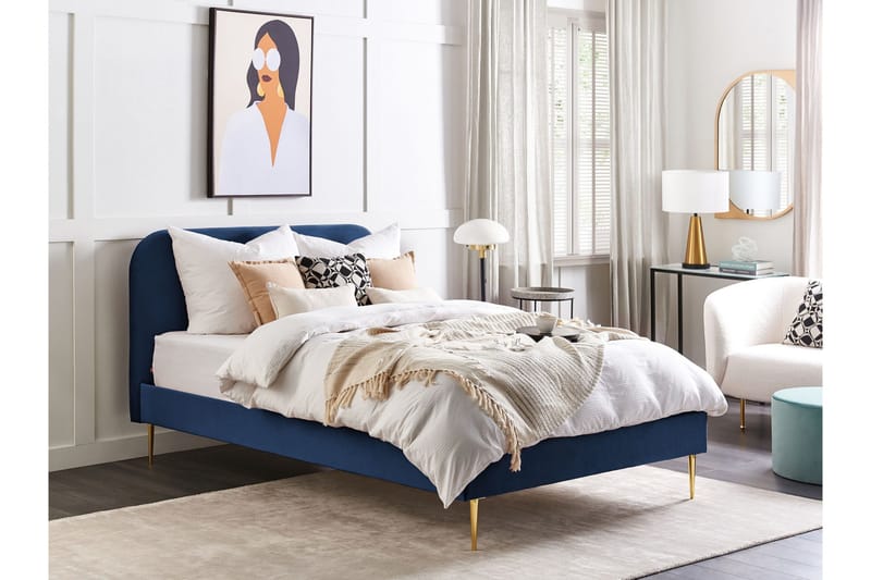 Baako Sängram 140x200 cm - Blå/Guld - Möbler - Sovrum - Sängram & sängstomme