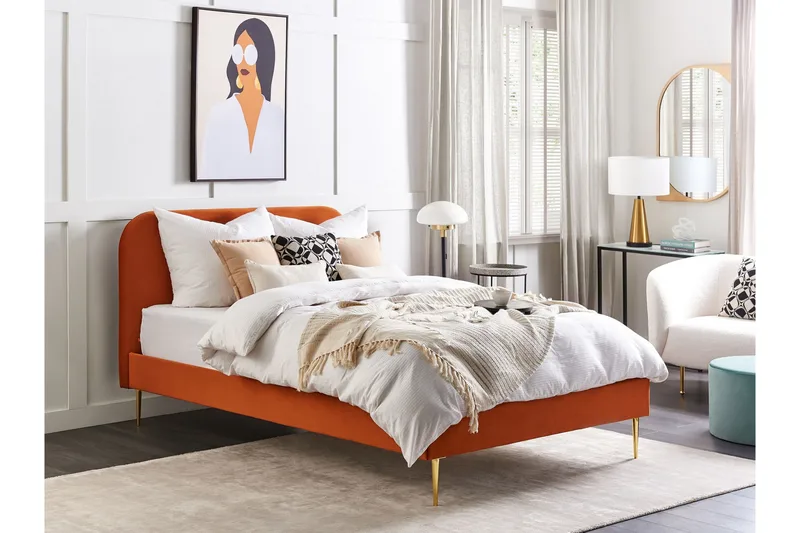 Baako Sängram 140x200 cm - Orange/Guld - Möbler - Sovrum - Sängram & sängstomme