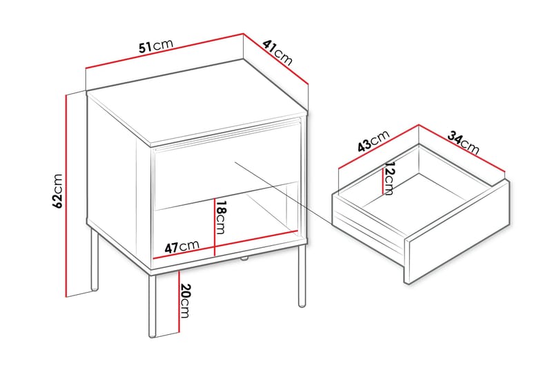 Basici Sängbord 51 cm - Brun - Möbler - Sovrum - Sängbord