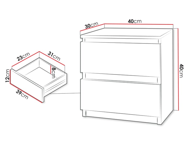 Basildon Sängbord 40 cm - brun - Möbler - Sovrum - Sängbord